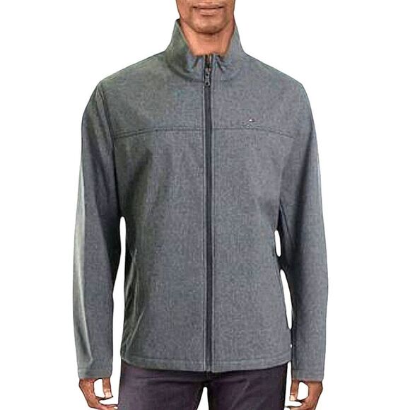 Tommy Hilfiger Gray Zip Classic Water Resistant Soft Shell Jacket Coat - Picture 1 of 8